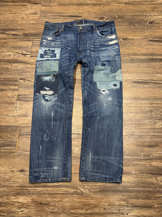 POLO RALPH LAUREN DISTRESSED & PATCHED DENIMS (38)