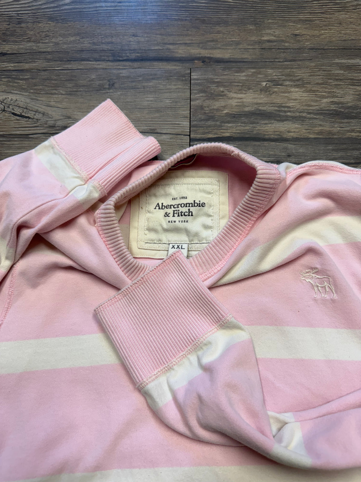 ABERCROMBIE & FITCH STRIPED LONG SLEEVE PULLOVER (XXL)