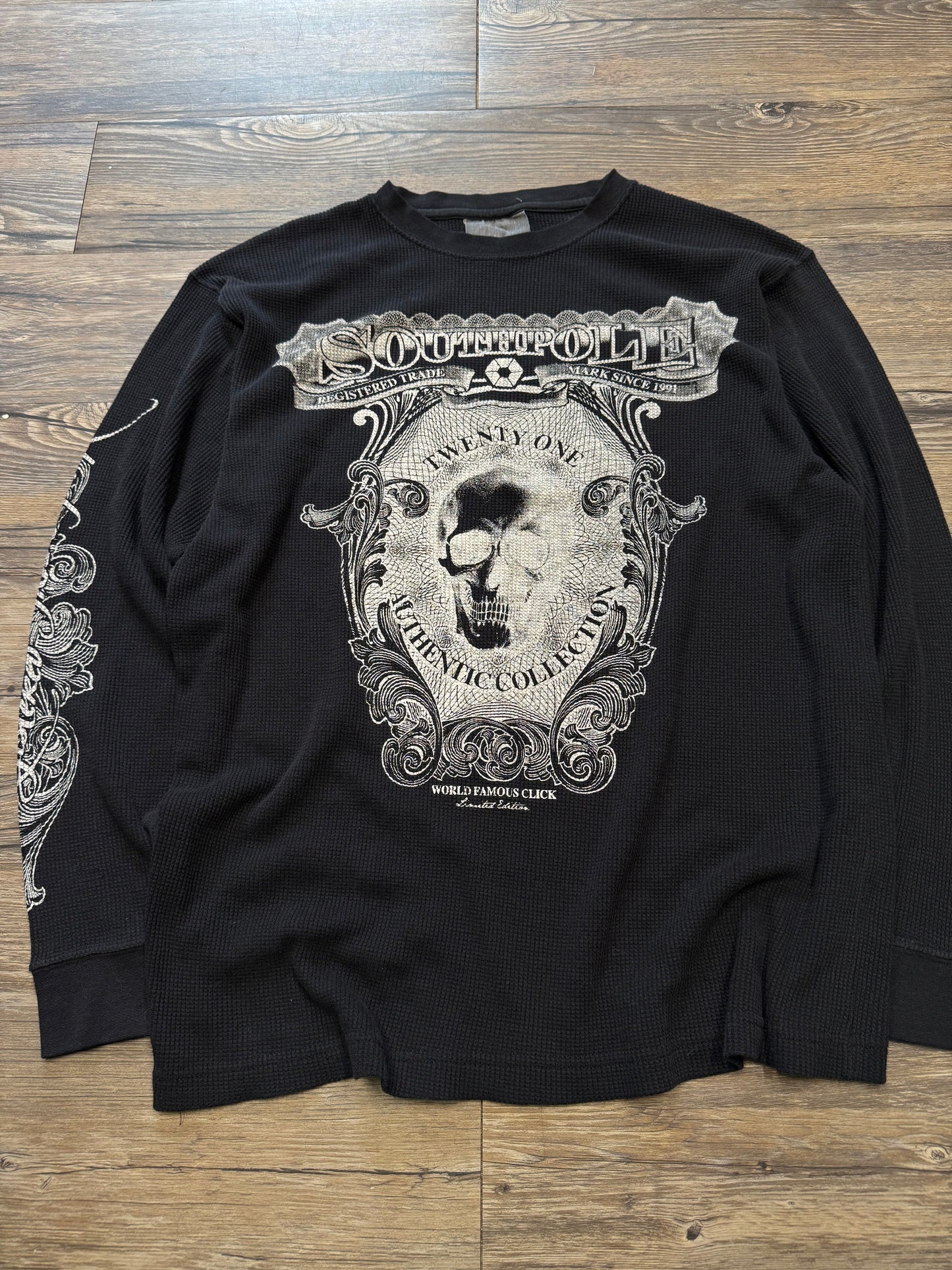 SOUTH POLE Y2K WAFFLE KNIT LONGSLEEVE T-SHIRT (L)