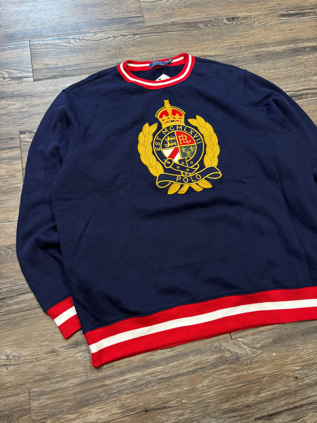 POLO RALPH LAUREN STRIPES CREST CREWNECK (XXL)