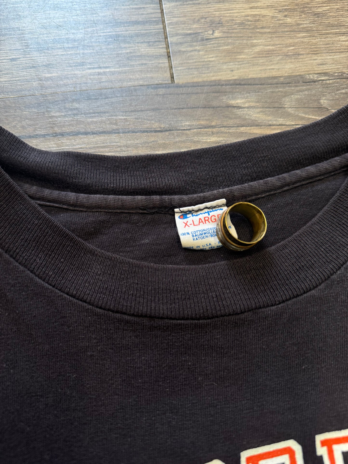80s CHAMPION WOODBERRY FADED BROWN T-SHIRT (XL)