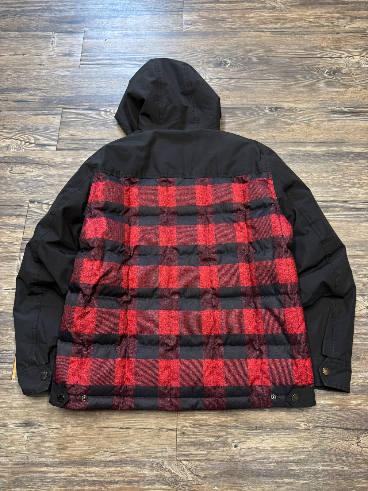 PENDLETON BUFFALO PLAID HOODED GOOSE DOWN ZIP UP JACKET (M)