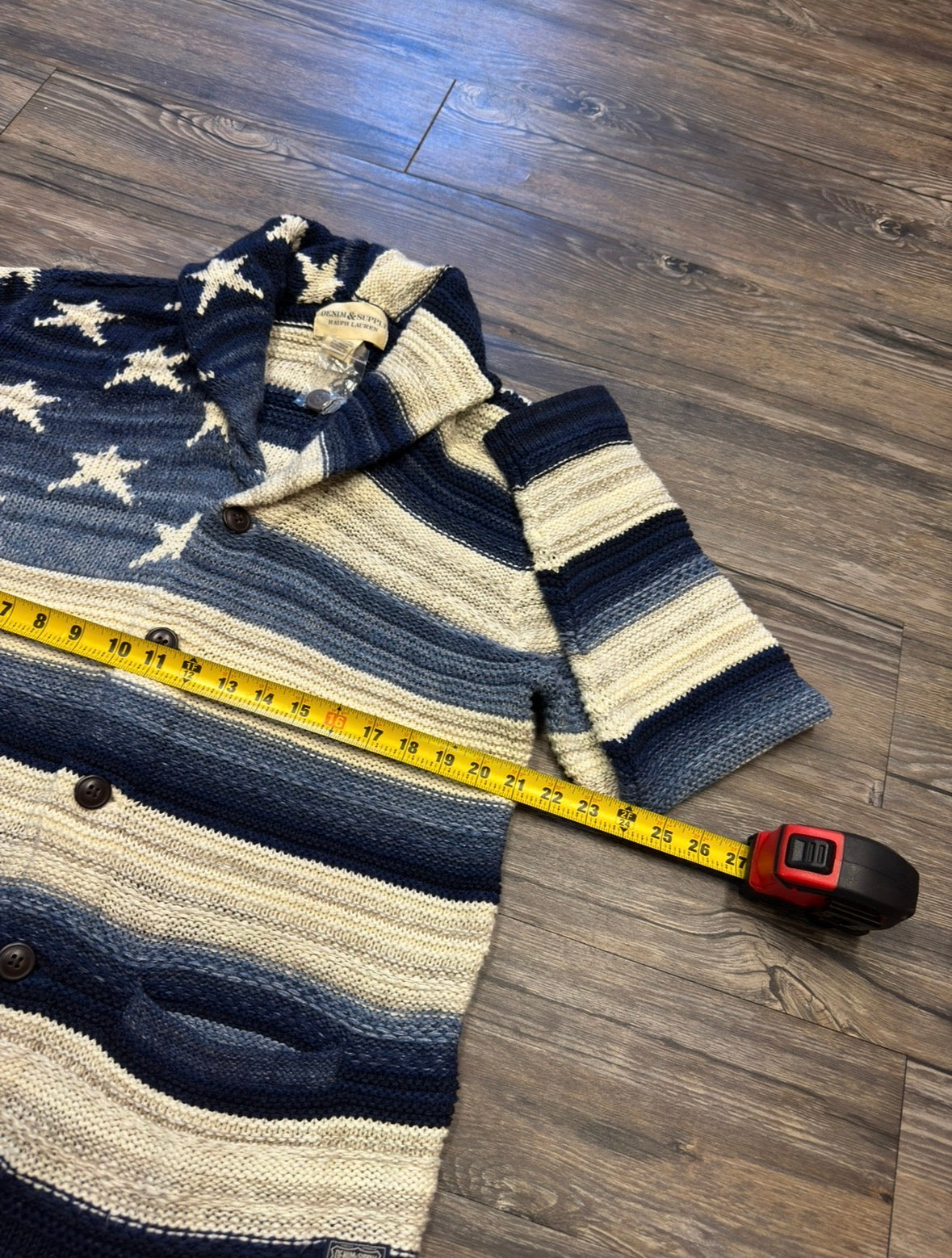 POLO RALPH LAUREN DENIM & SUPPLY AMERICAN FLAG KNIT CARDIGAN (XL)