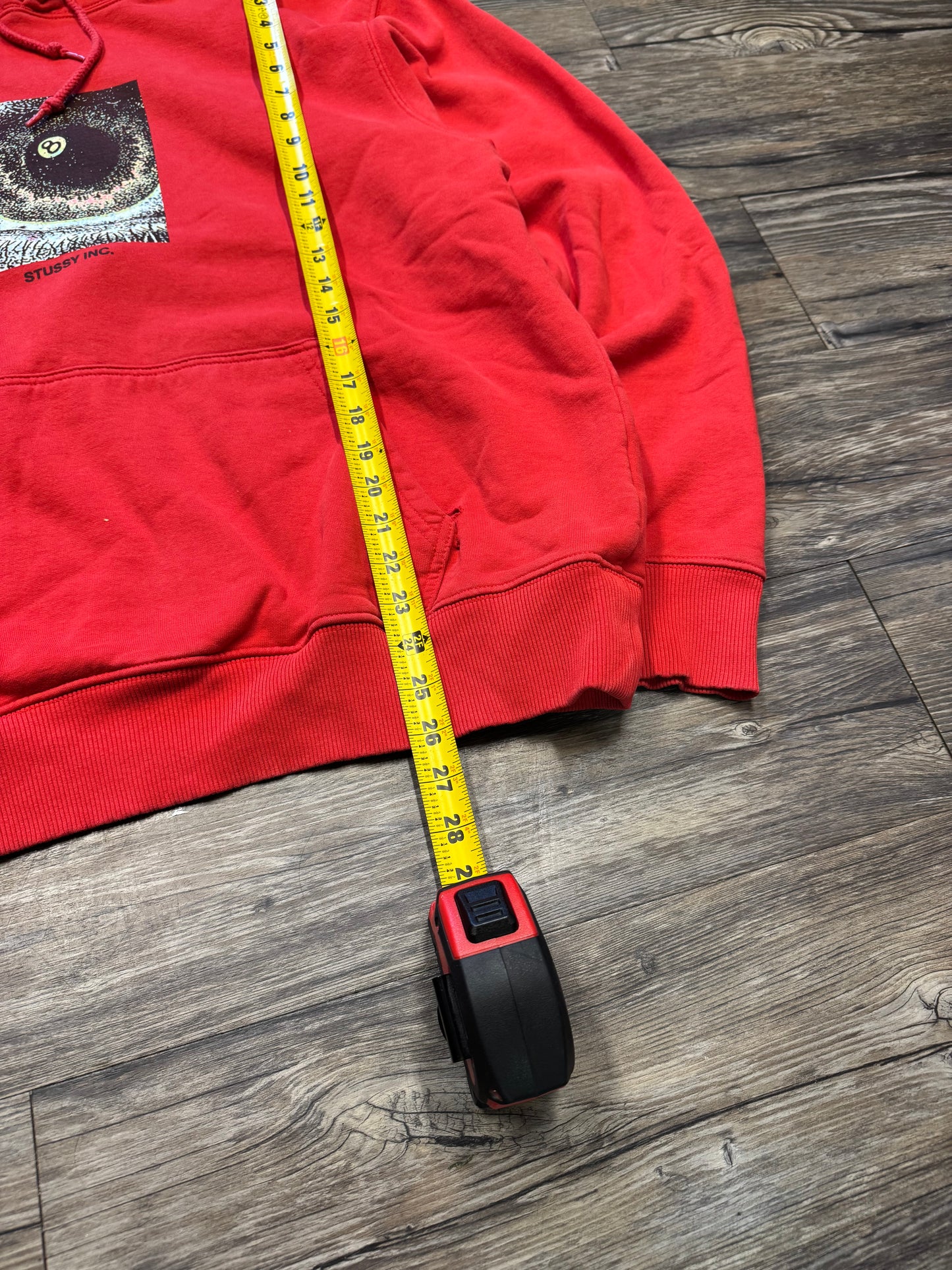 STUSSY VTG ACID EYE BRIGHT RED HOODIE (XL)