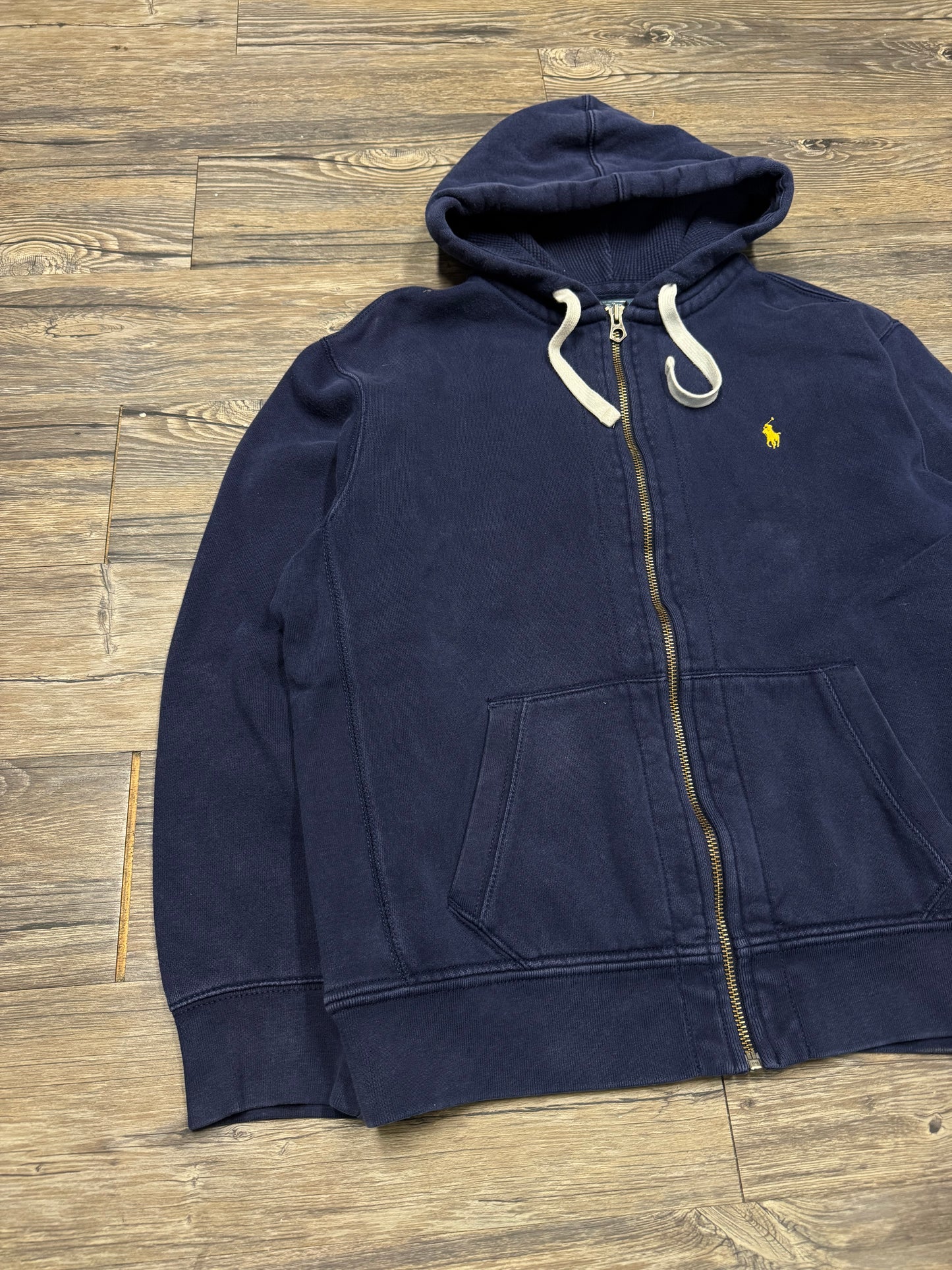 POLO RALPH LAUREN ‘DARK BLUE’ ZIP UP HOODED SWEATSHIRT (XL)