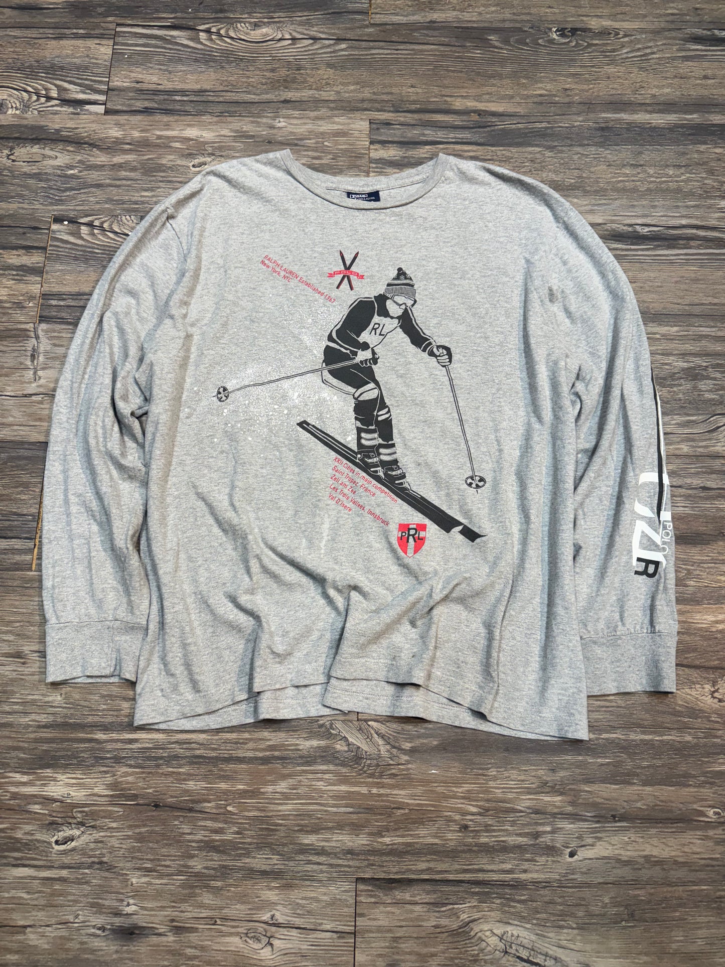 POLO RALPH LAUREN SKI GRAPHIC LONG SLEEVE T-SHIRT (LARGE)