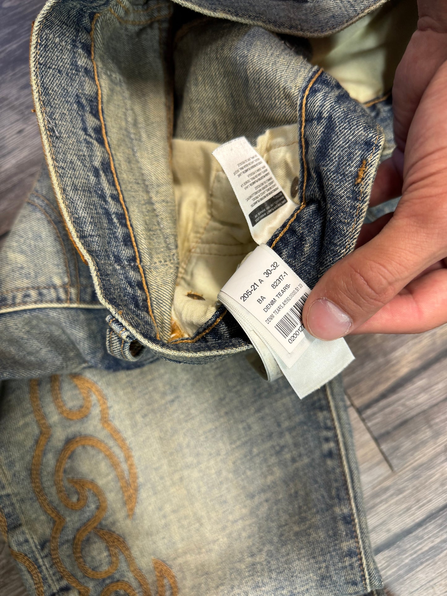 DENIM TEARS X LEVIS 501 WESTERN STITCH INDIGO WASH JEANS (29)