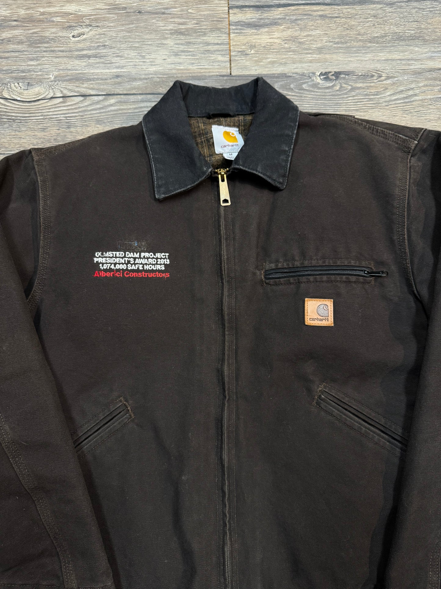 BROWN CARHARTT BLANKET LINED DETROIT JACKET (M)