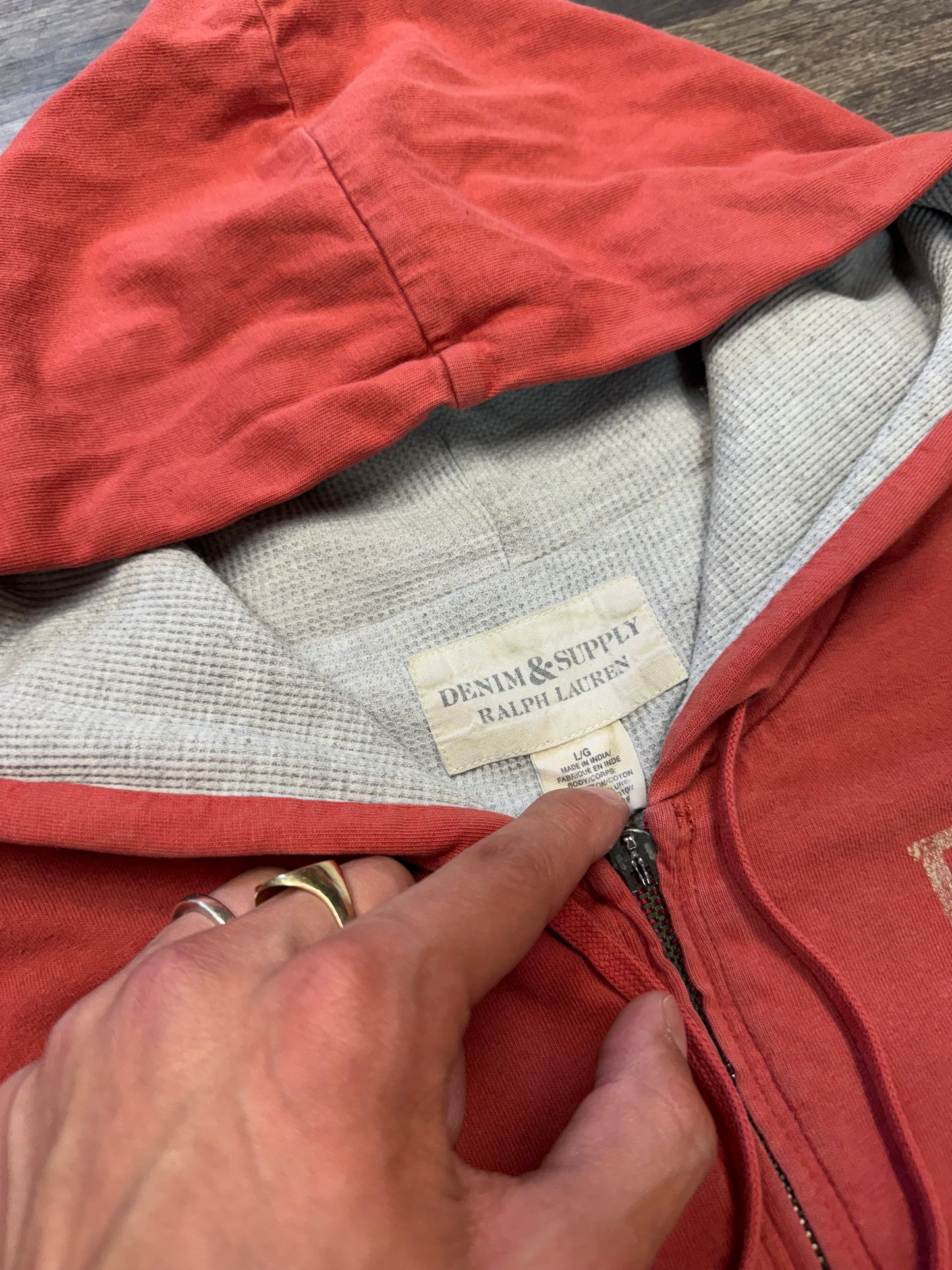 RALPH LAUREN DENIM & SUPPLY FADED RED ZIP UP (L)