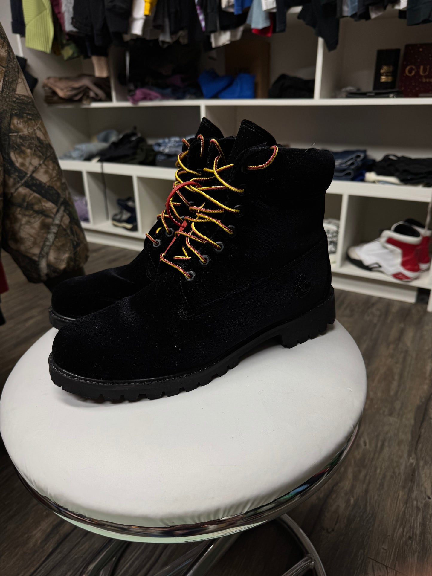 OFF WHITE PONY HAIR TIMBERLANDS (10.5)