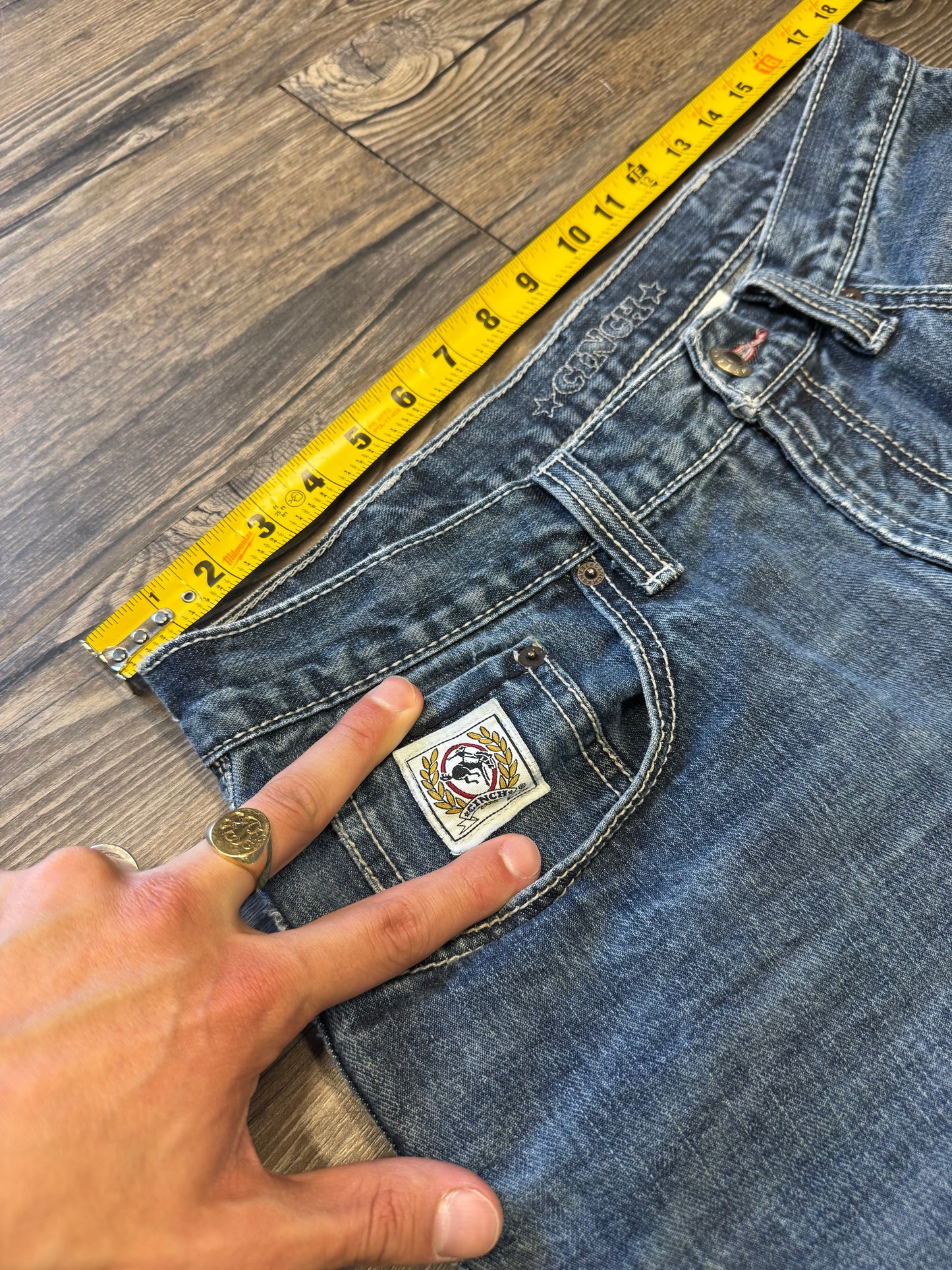 CINCH UP BOOTCUT Y2K JEANS (34x32)