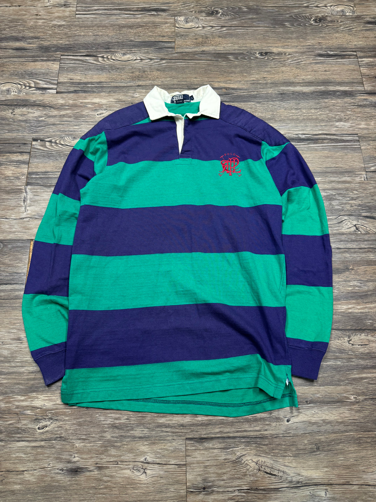 POLO RALPH LAUREN STRIPED RUGBY SHIRT (L)