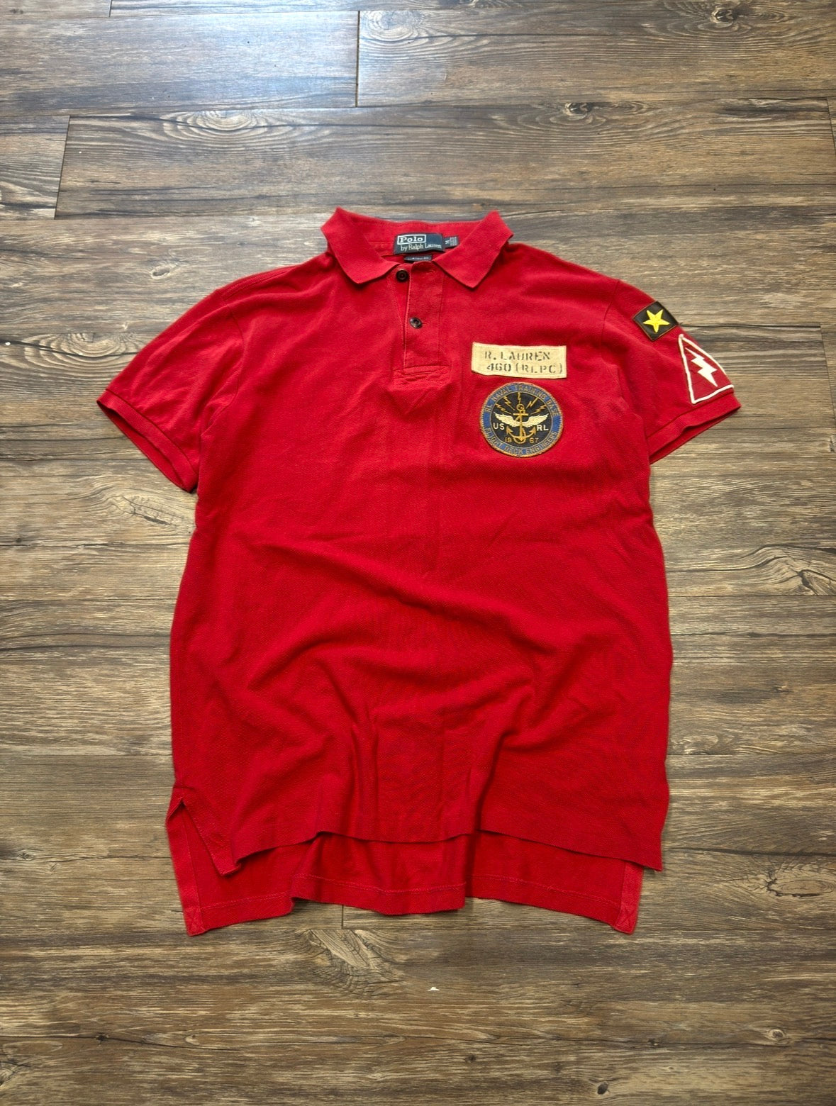 POLO RALPH LAUREN CUSTOM FIT PATCH & TIGER MOTIF SHIRT (M)
