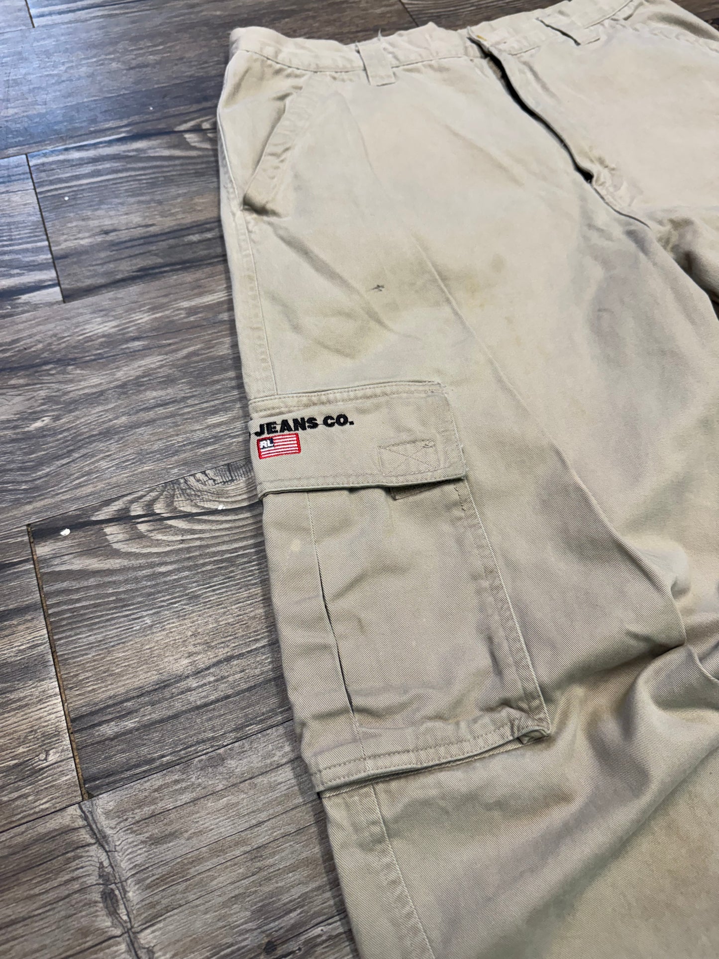 RALPH LAUREN POLO JEANS CO BAGGY BEIGE CARGO PANTS (34)