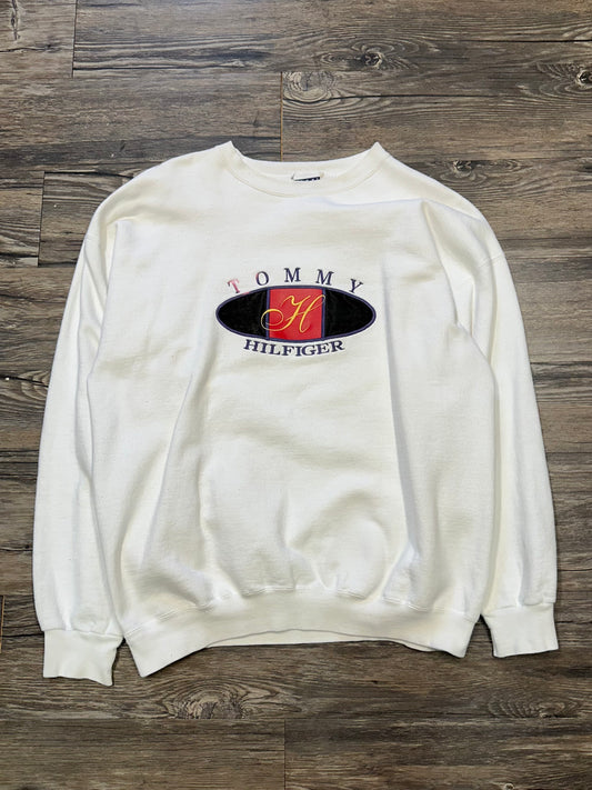 90’s TOMMY HILFIGER EMBROIDERED CREWNECK (XL)