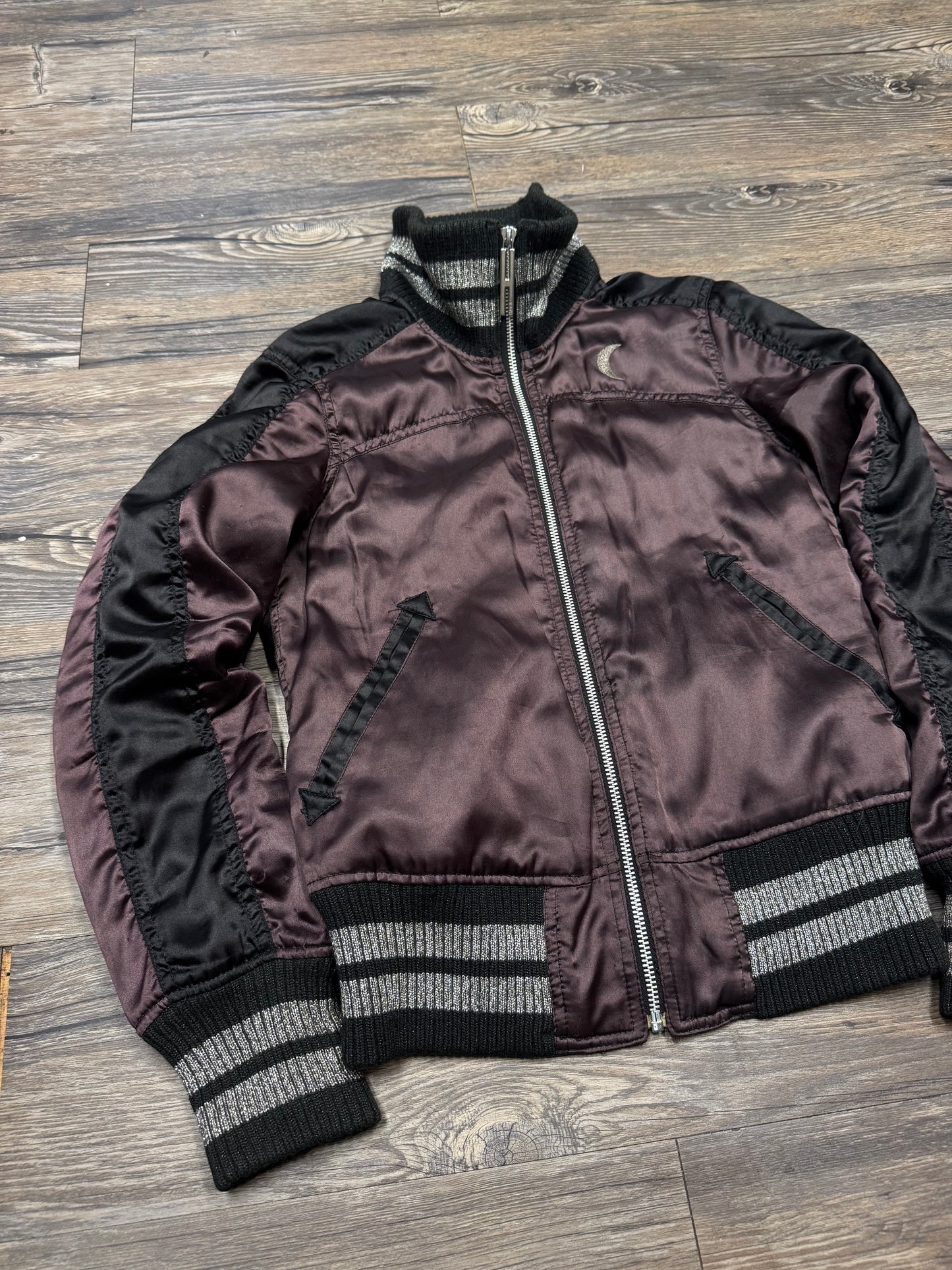 HYSTERIC GLAMOUR EMBROIDERED SATIN SUKAJAN BOMBER JACKET (S)