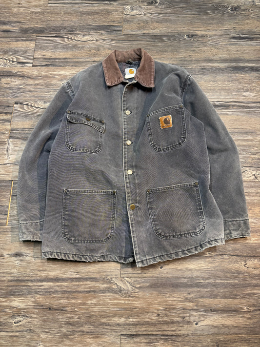 VINTAGE CARHARTT DISTRESSED CHORE JACKET (XL)