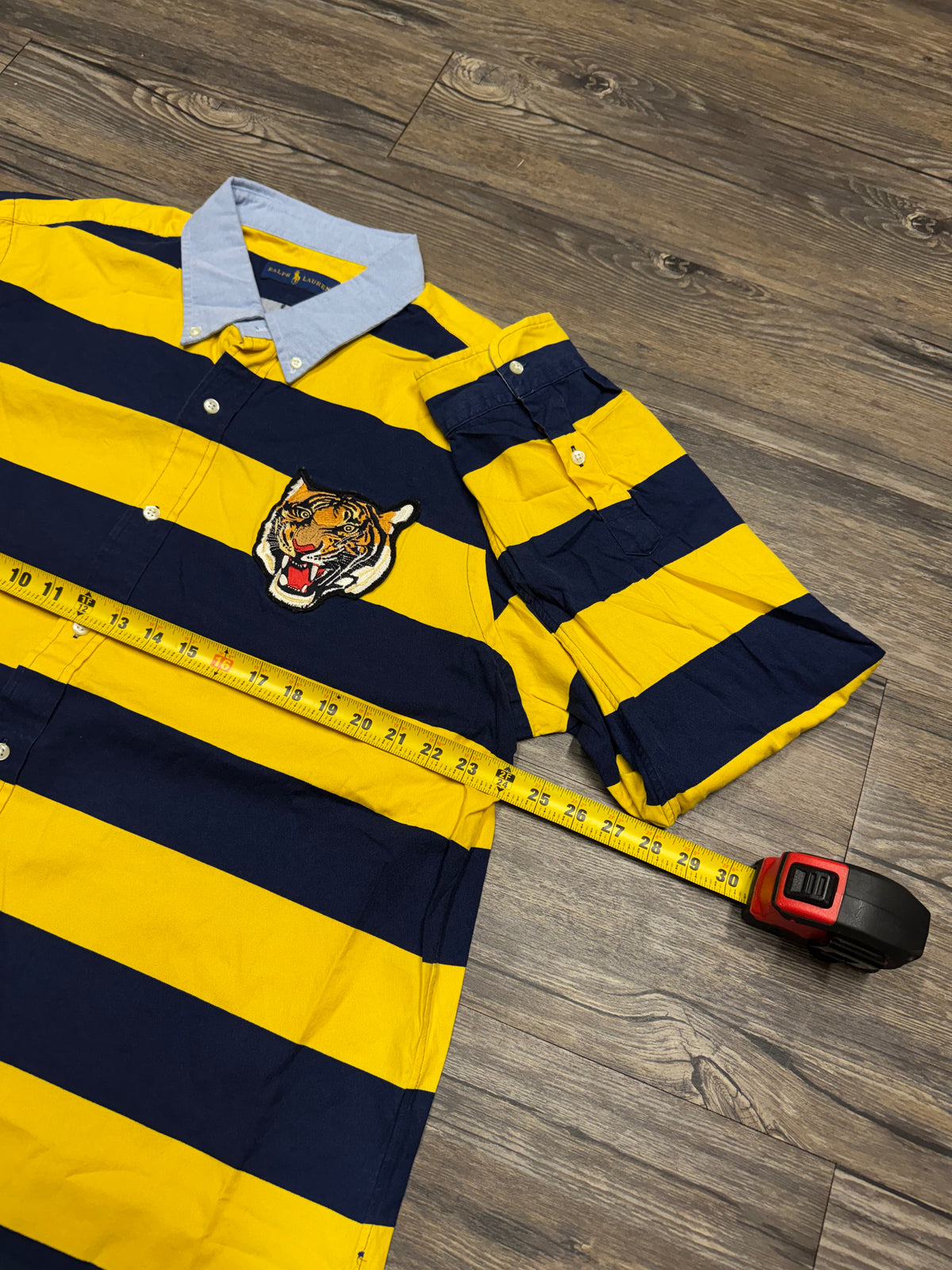POLO RALPH LAUREN STRIPED TIGER MOTIF BUTTON UP SHIRT (XXL)