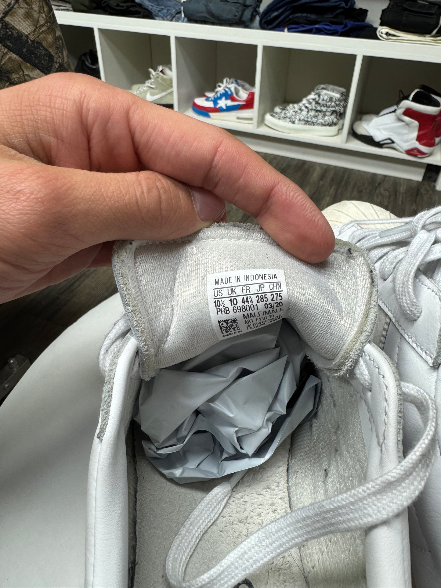 ADIDAS HUMAN-MADE WHITE SUPERSTARS (10.5)