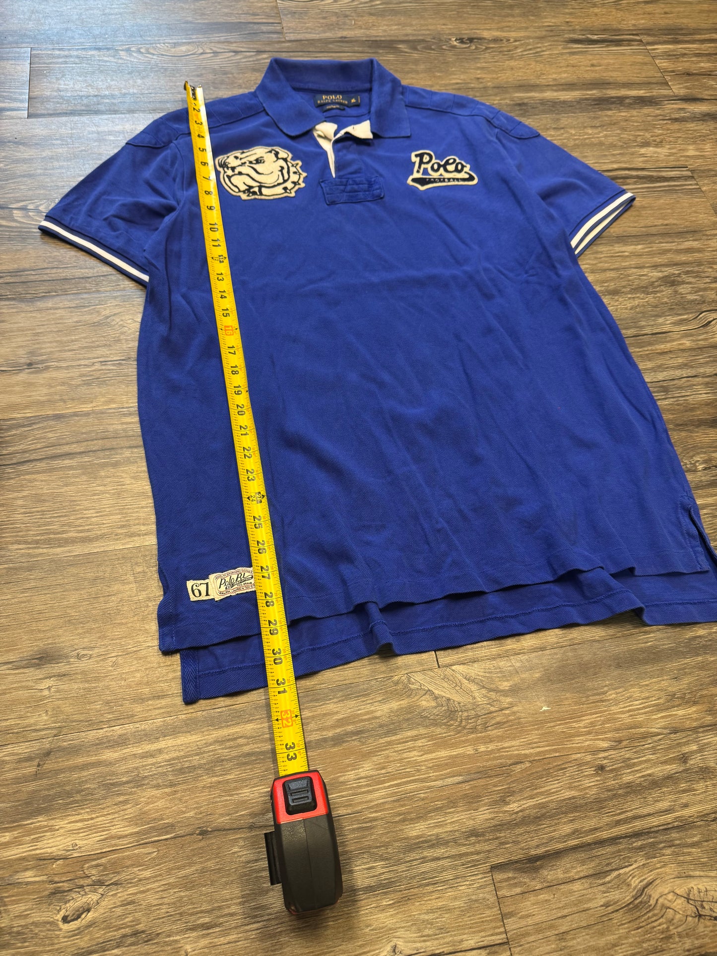 POLO RALPH LAUREN ROYAL BLUE BULLDOG RUGBY SHIRT (XL)H