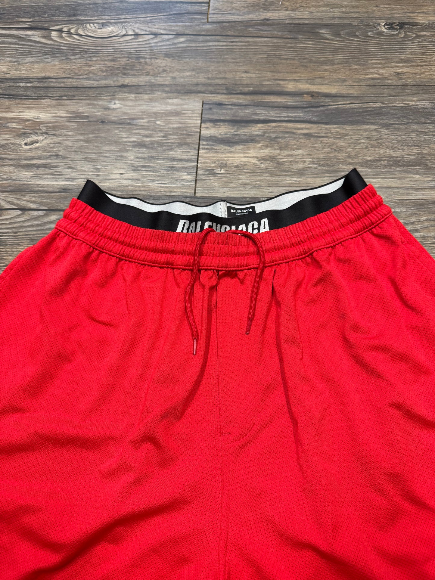 BALENCIAGA DOUBLE WAISTED MESH GYM SHORTS (M)