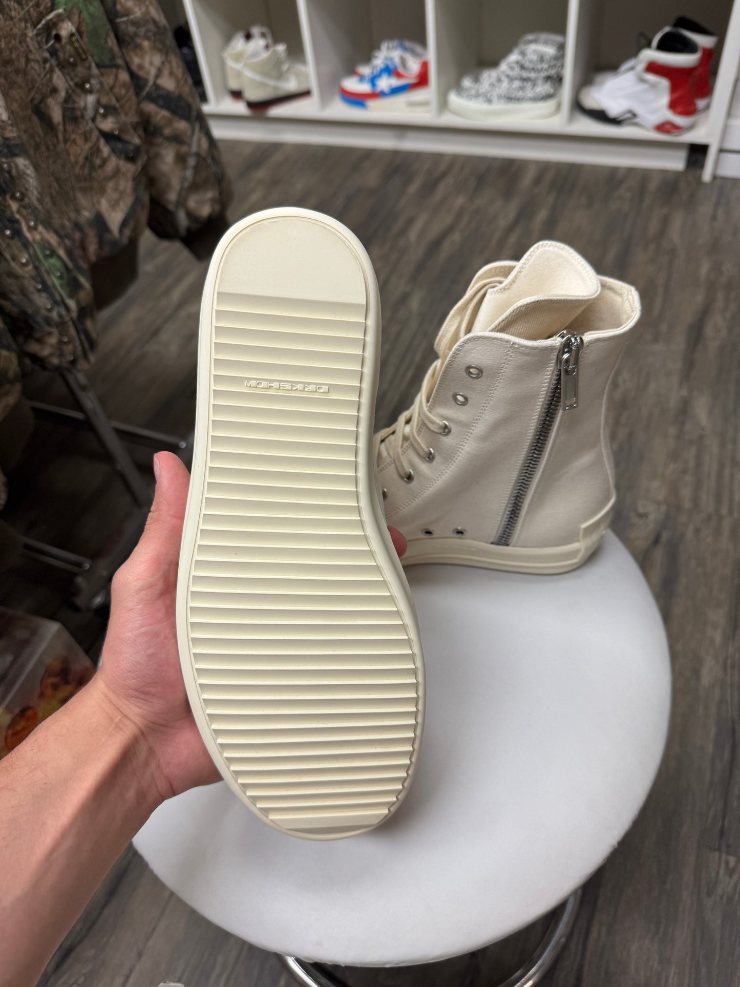 RICK OWENS DRKSHDW HI-TOP MILK RAMONES (9-9.5)