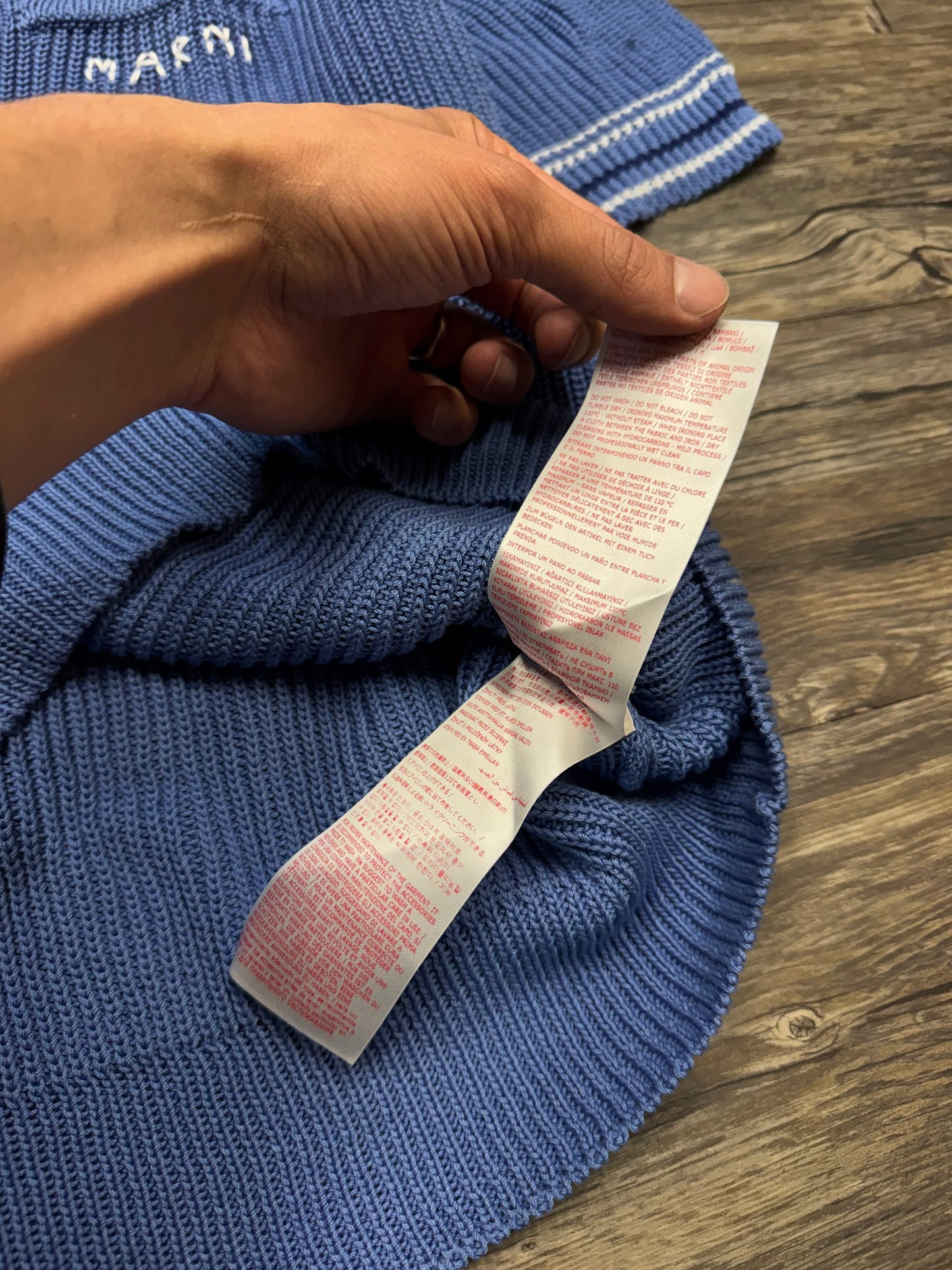 MARNI BLUE KNIT LOGO POLO (L)