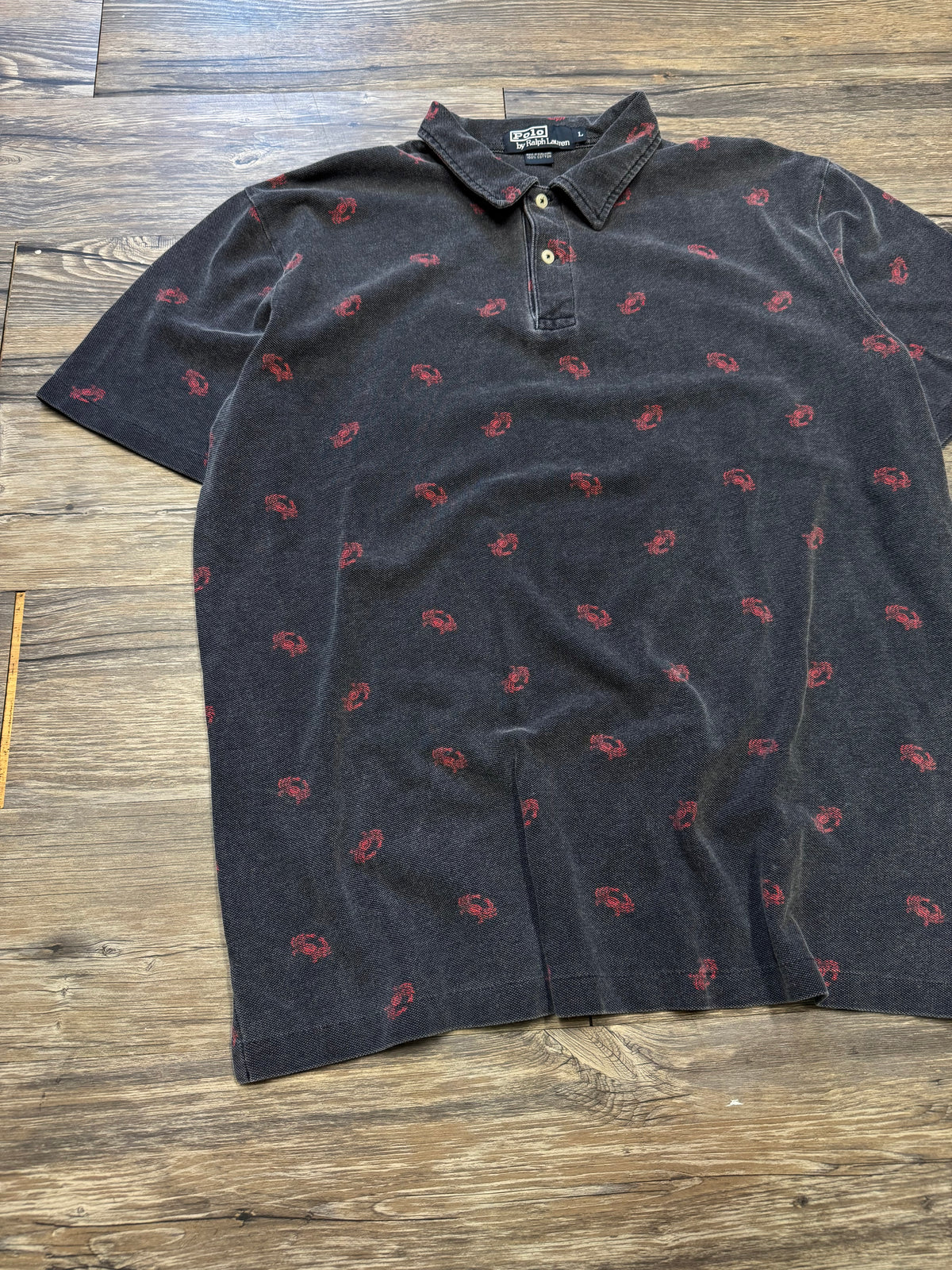 POLO RALPH LAUREN RIBBED COTTON CRAB PRINT POLO (L)