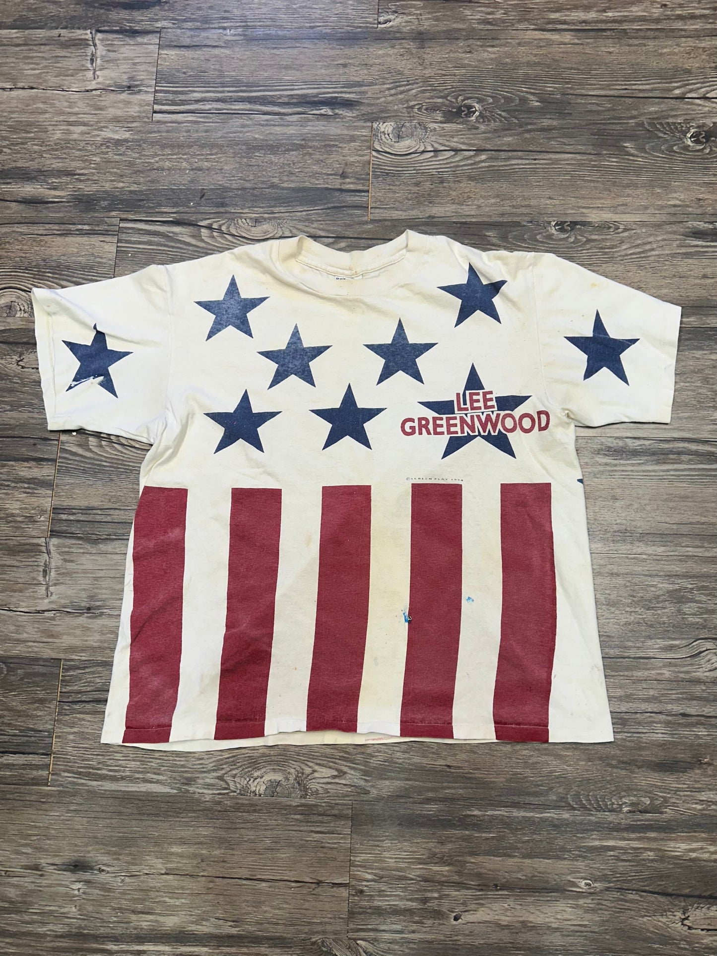 VINTAGE LEE GREENWOOD FLAG T-SHIRT (XL)
