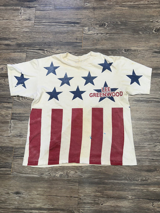 VINTAGE LEE GREENWOOD FLAG T-SHIRT (XL)