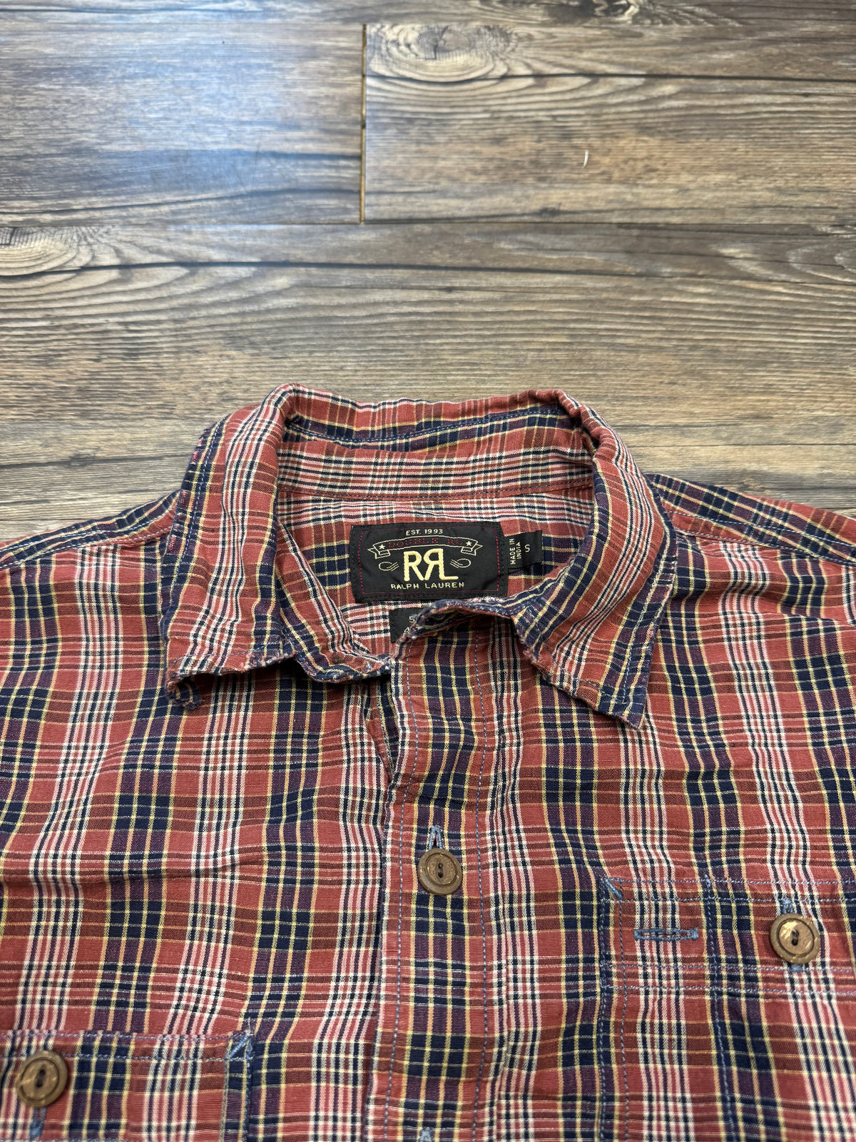RRL PLAID BUTTON UP SHIRT (S)