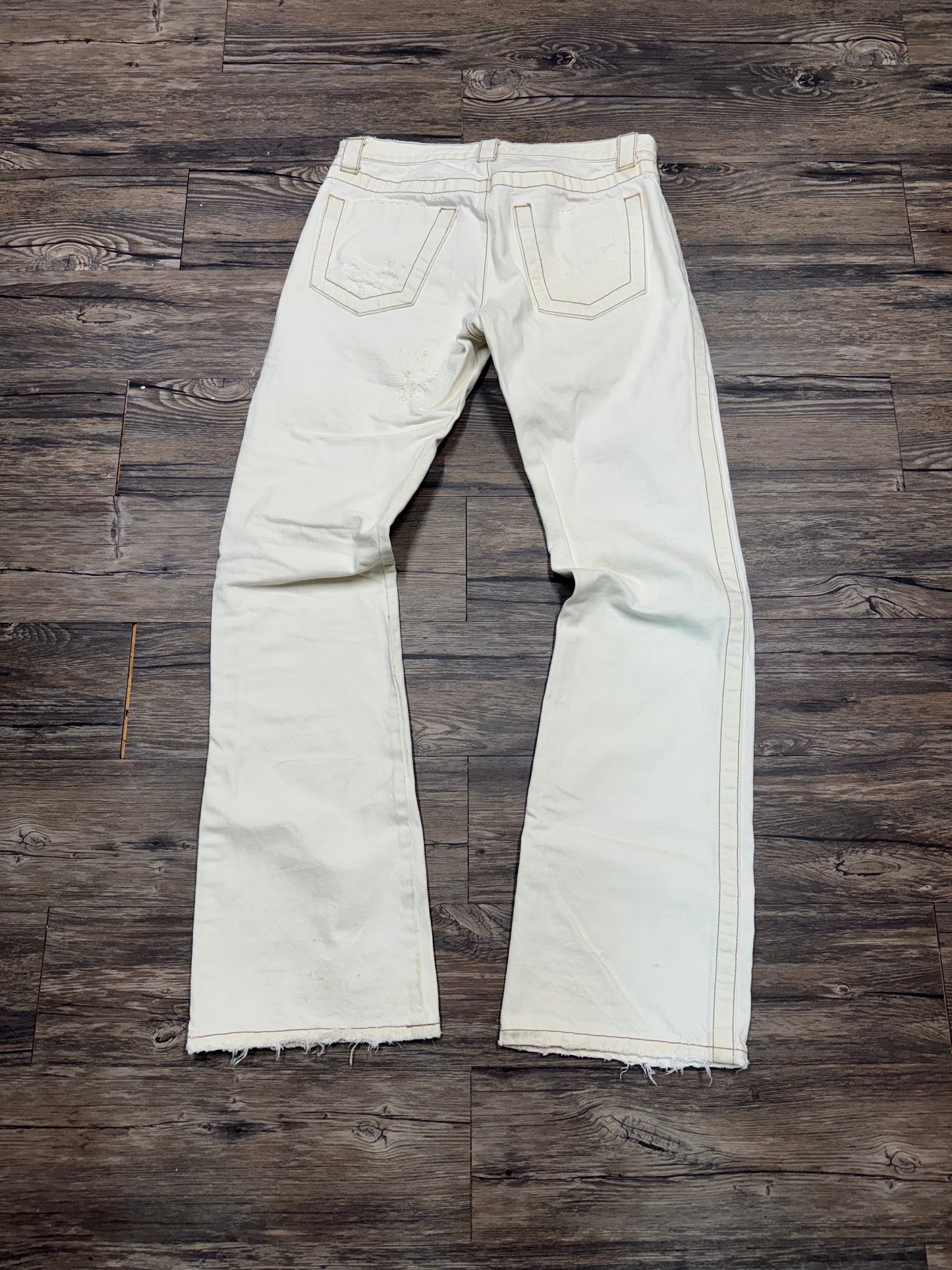 DIRK BIKKEMBERGS WHITE BOOTCUT JEANS (32)