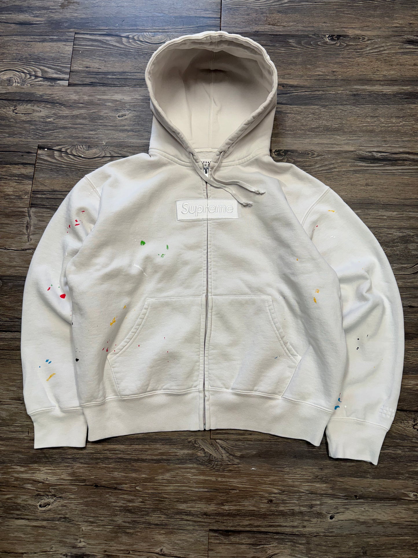 SUPREME MAISON MARGIELA MM6 WHITE BOX LOGO ZIP-UP (S)