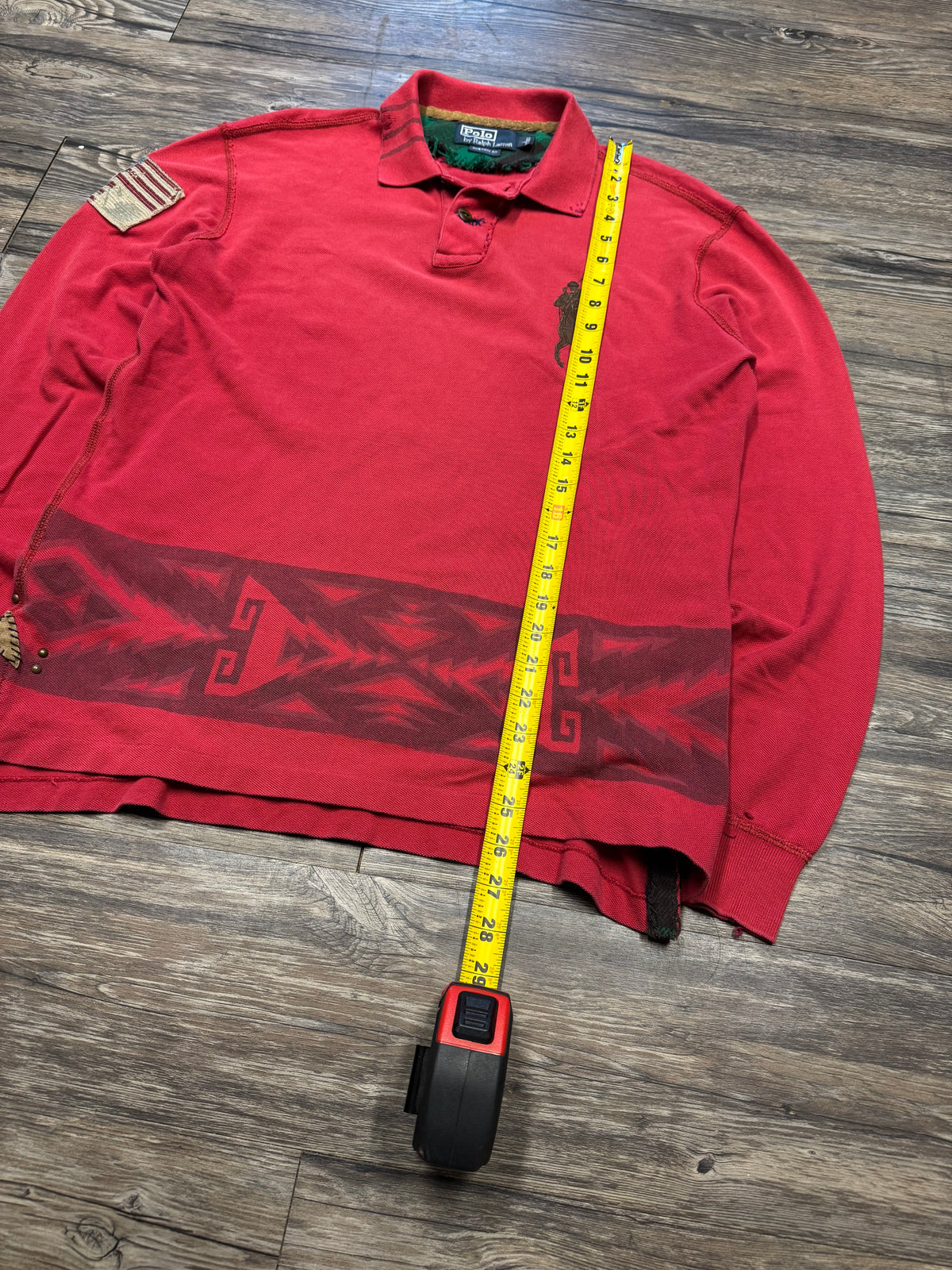 POLO RALPH LAUREN AZTEC FLAG 1/1 LONGSLEEVE POLO (L)