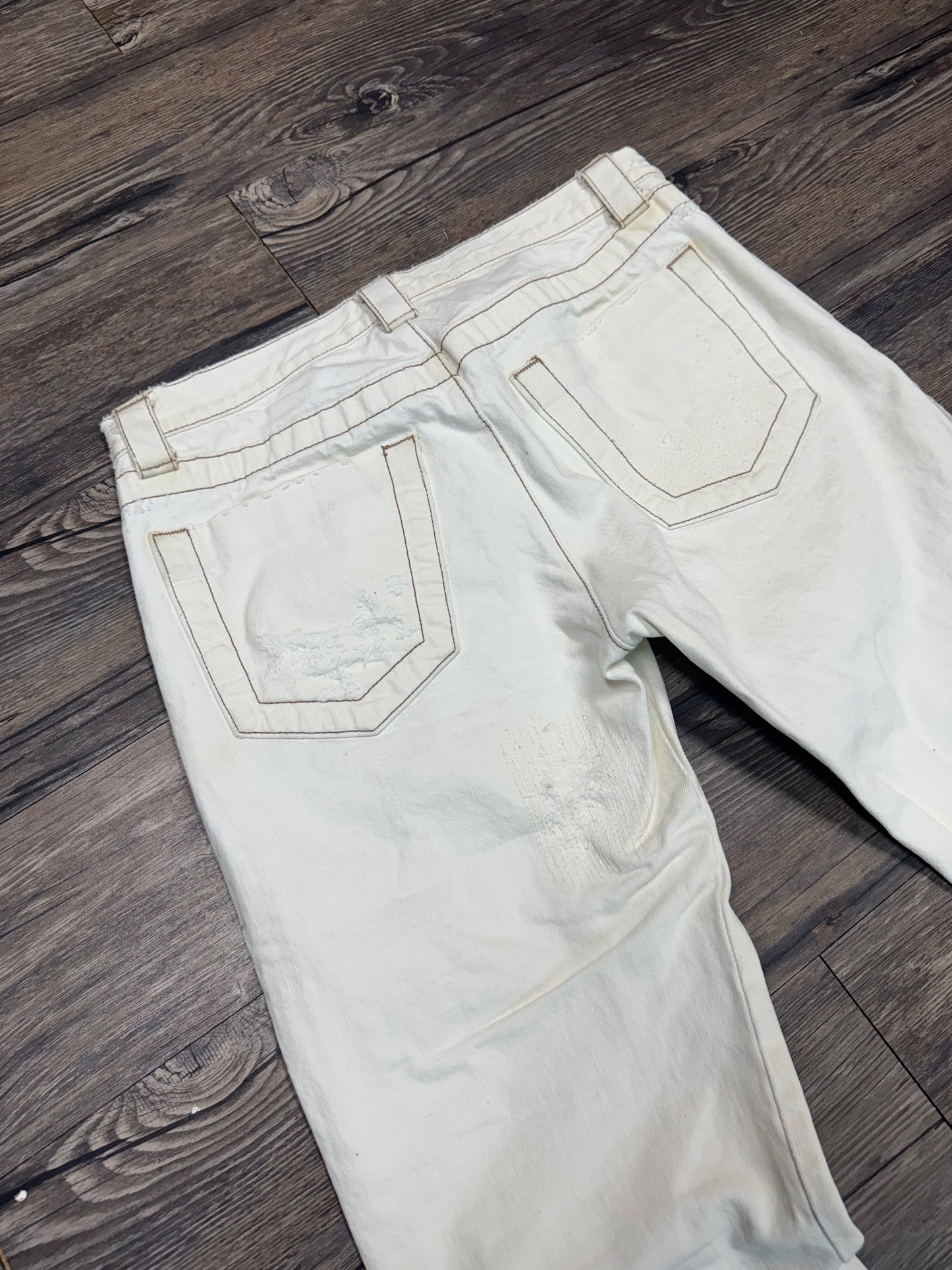 DIRK BIKKEMBERGS WHITE BOOTCUT JEANS (32)