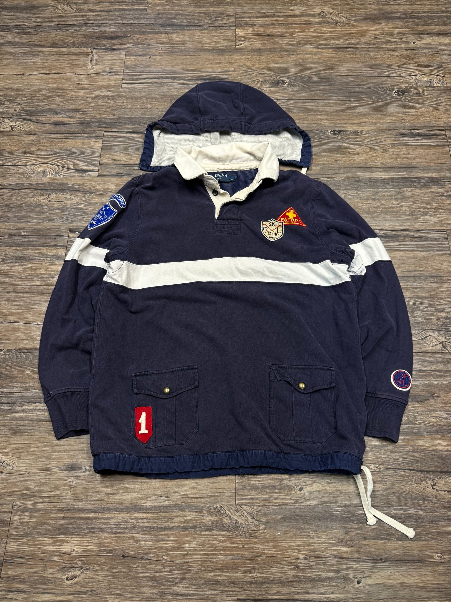 POLO RALPH LAUREN SKI PATROL COLLARED HOODED SWEATSHIRT (XL)