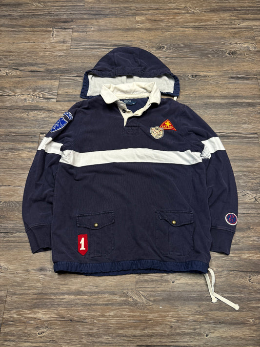 POLO RALPH LAUREN SKI PATROL COLLARED HOODED SWEATSHIRT (XL)