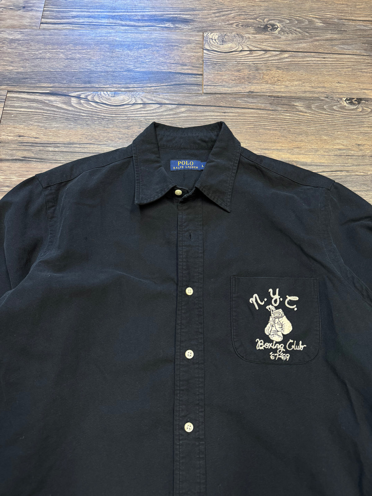 POLO RALPH LAUREN NEW YORK BOXING BUTTON UP SHIRT (L)