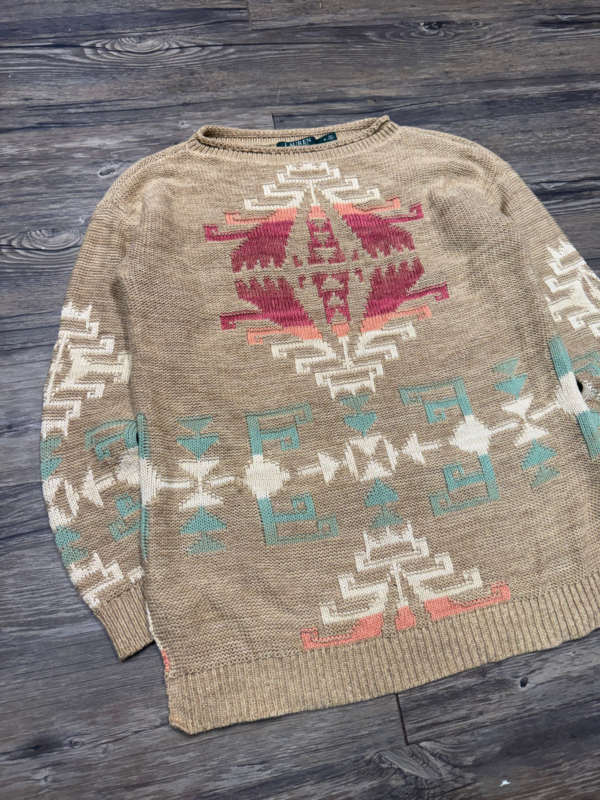 POLO RALPH LAUREN BY LAUREN AZTEC PRINT WMNS KNIT SWEATER (M)