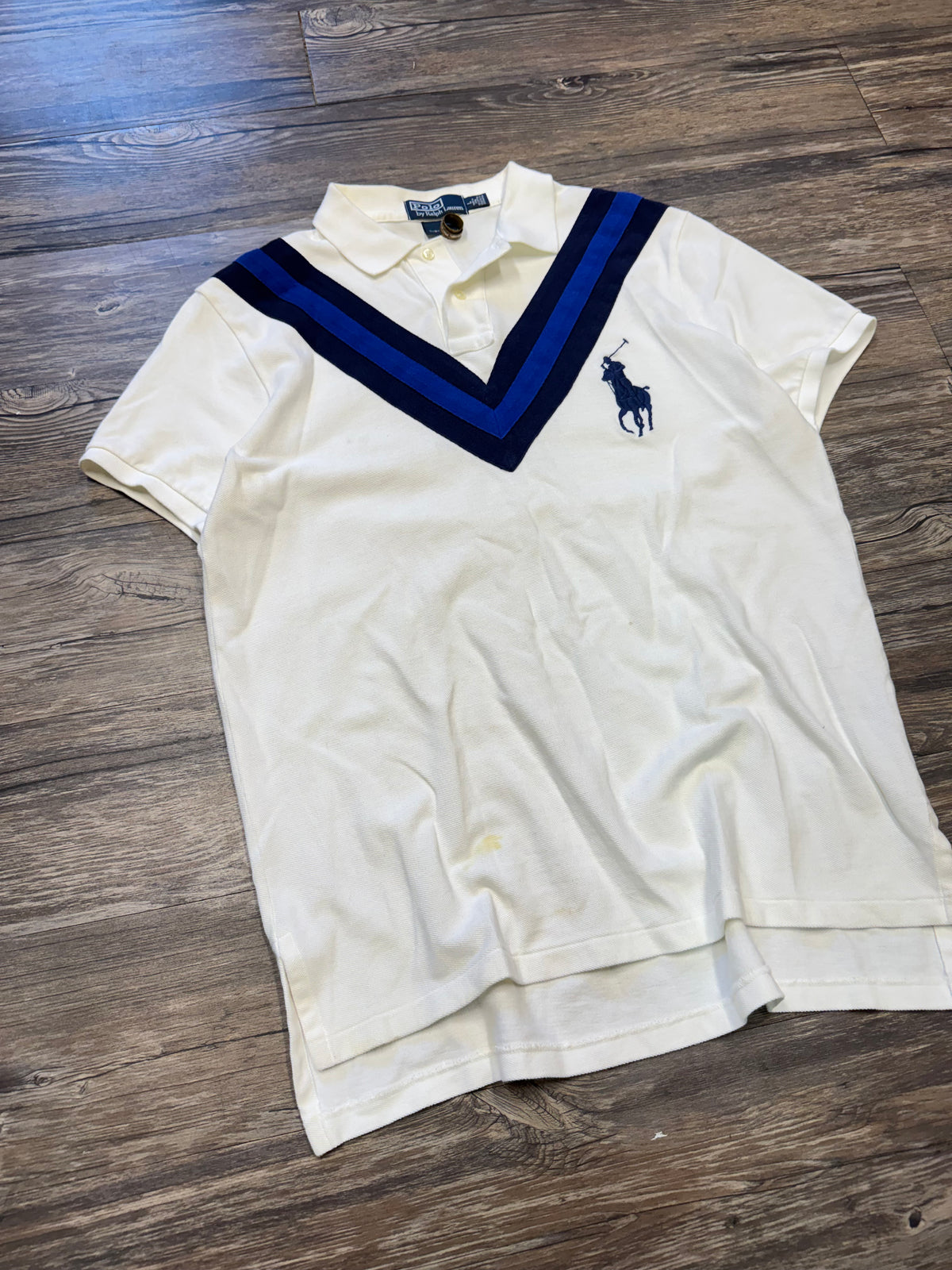 POLO RALPH LAUREN STRIPED V LINE BIG PONY POLO (L)