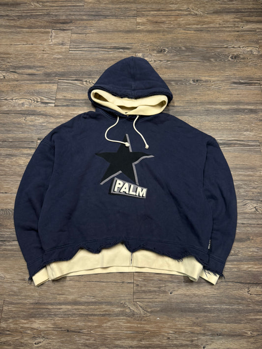 PALM ANGELS DOUBLE HOODED LAYERED SWEATSHIRT (S)