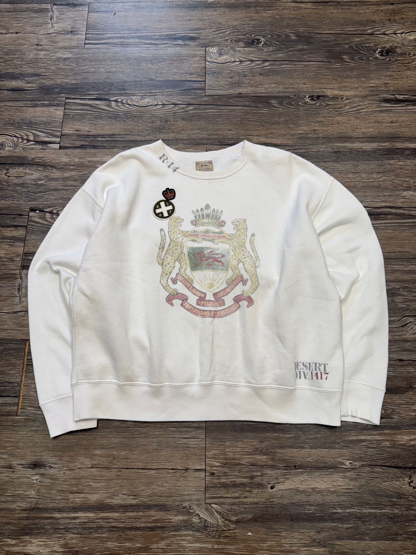 POLO RALPH LAUREN EURO EXCLUSIVE HAND STENCILED CREST CREWNECK (L)
