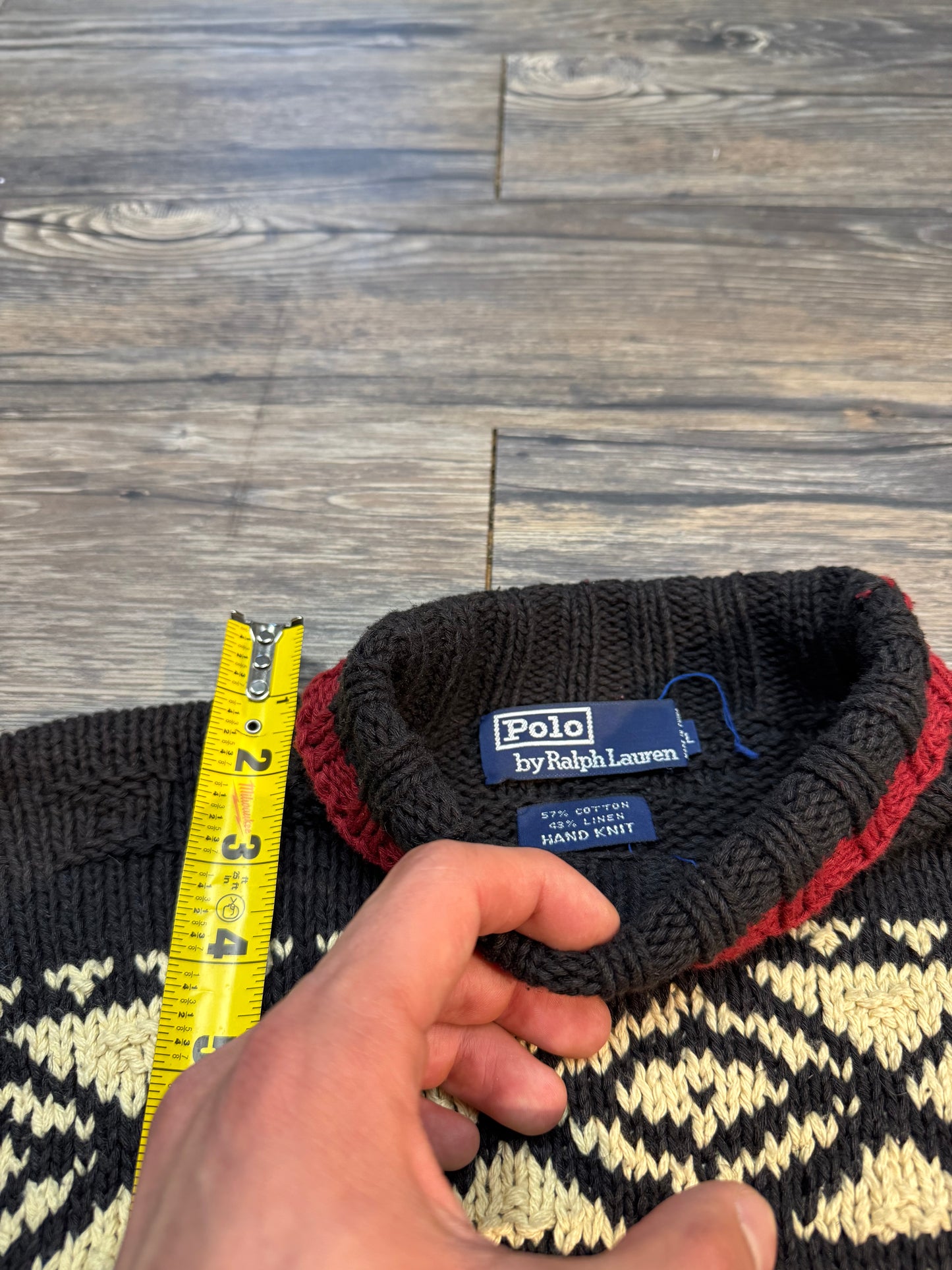 VINTAGE POLO RALPH LAUREN CANOE KNIT SWEATER (L)