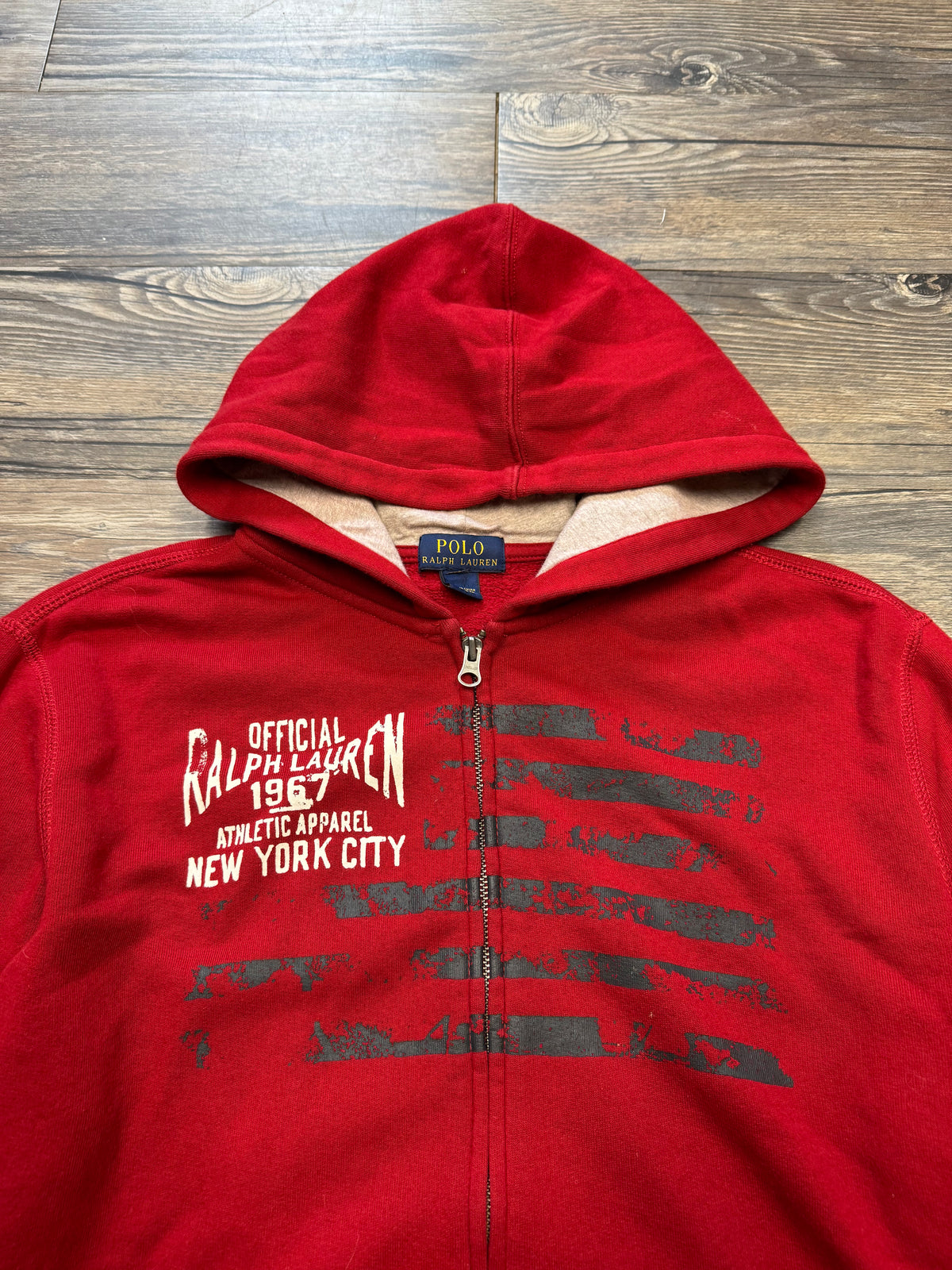 POLO RALPH LAUREN NYC AMERICAN FLAG ZIP-UP HOODIE (M)