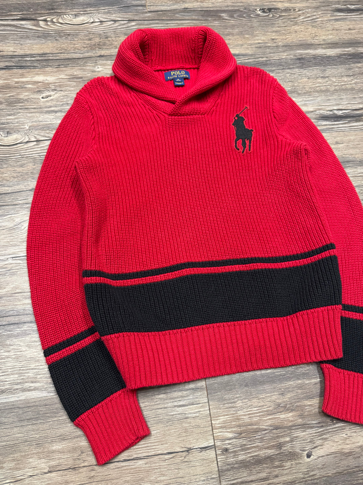 POLO RALPH LAUREN STRIPED SHAWL COLLAR (M)