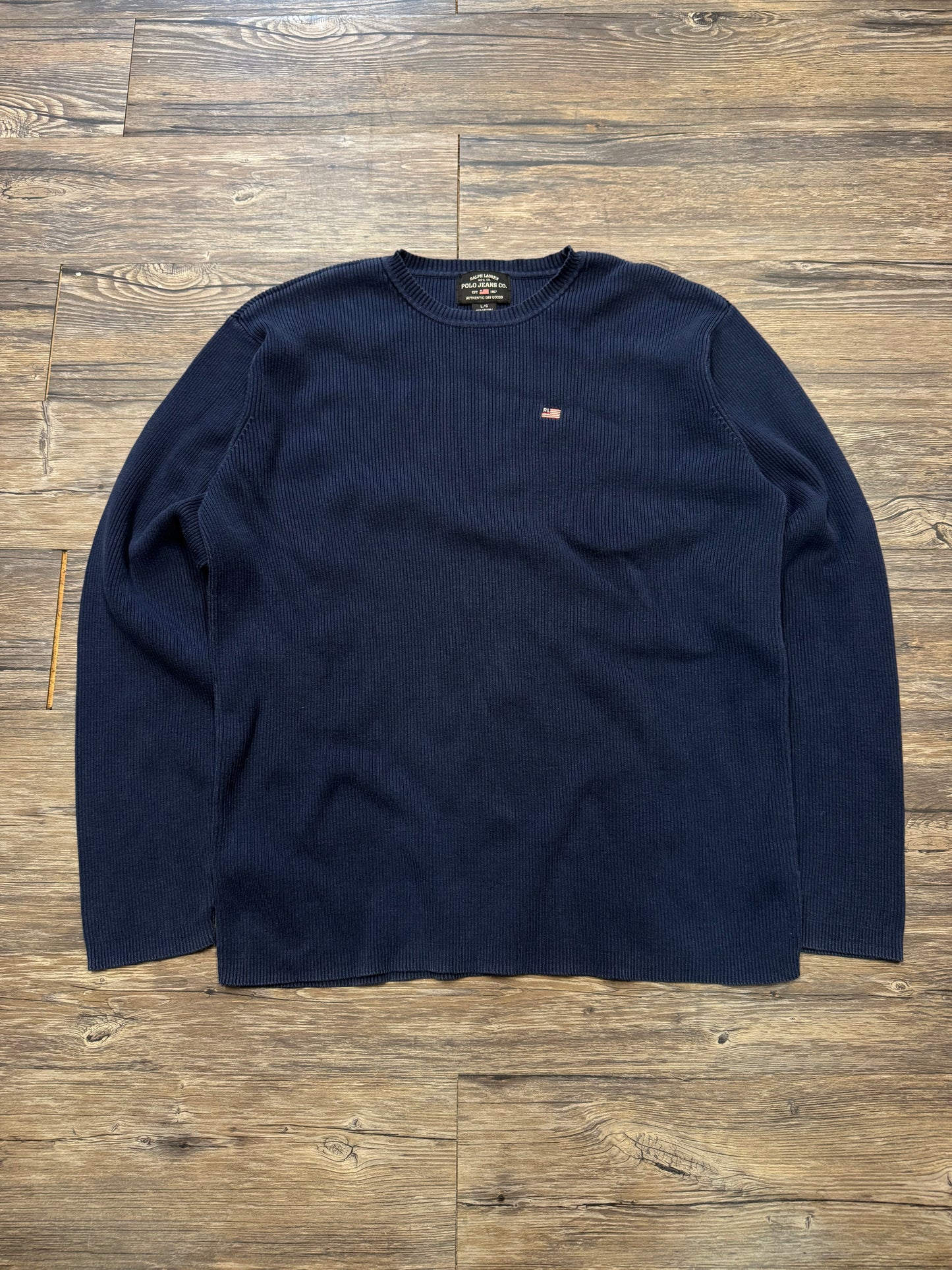 POLO JEANS AMERICAN FLAG RIBBED SWEATER (L)