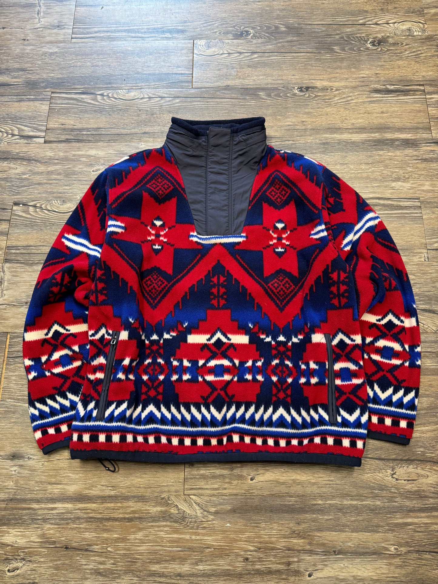 POLO RALPH LAUREN VTG AZTEC FLEECE QUARTER ZIP (L)