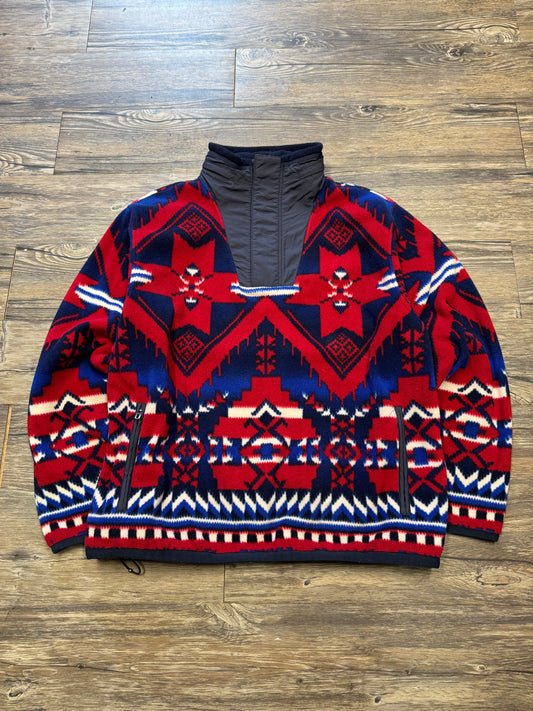 POLO RALPH LAUREN VTG AZTEC FLEECE QUARTER ZIP (L)