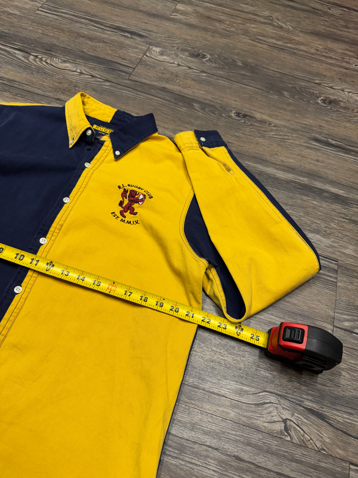 POLO RALPH LAUREN RUGBY LINE COLOR BLOCKED BUTTON UP SHIRT (M)