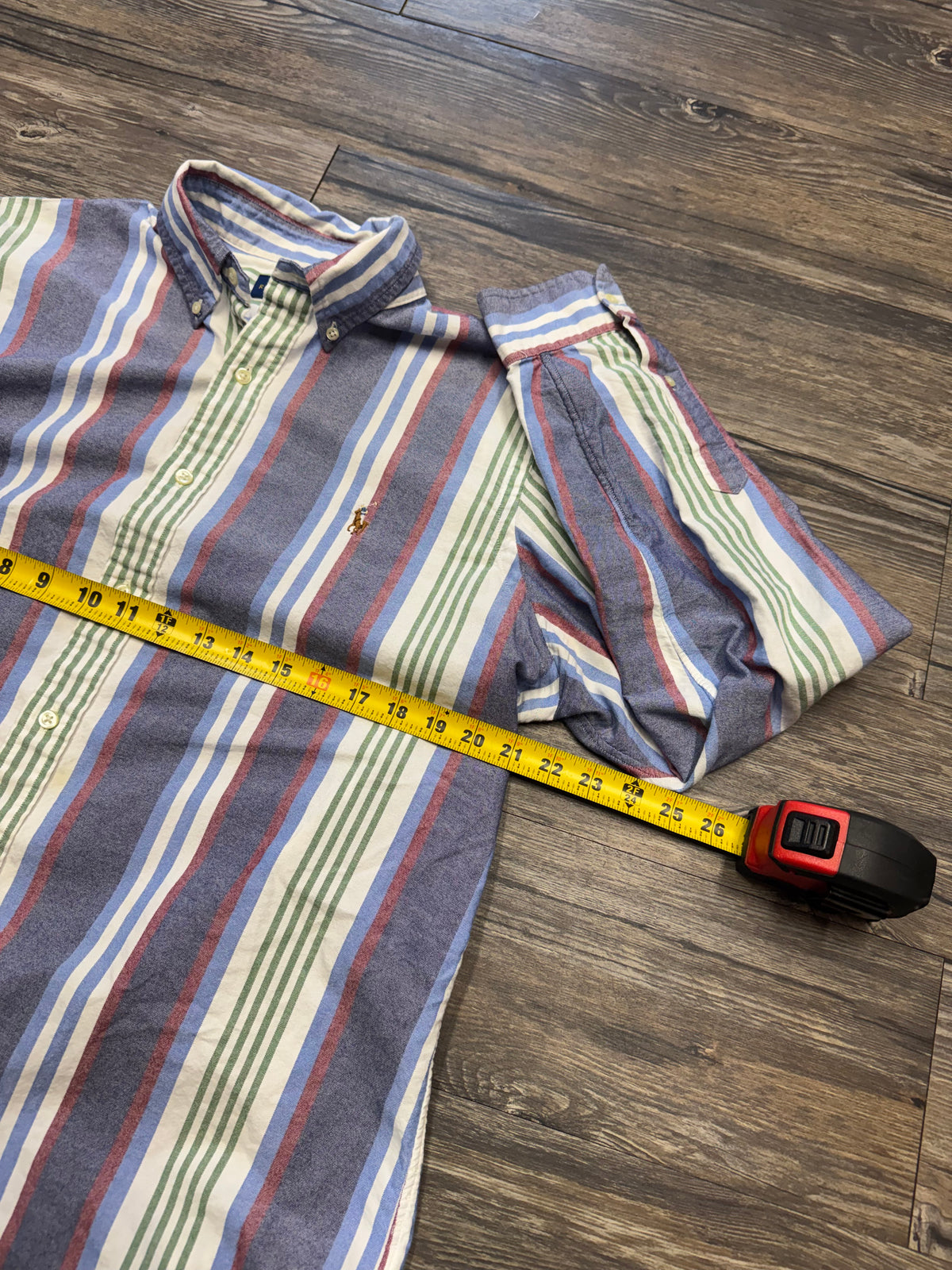 POLO RALPH LAUREN MULTI-COLORED STRIPED BUTTON UP SHIRT (L)